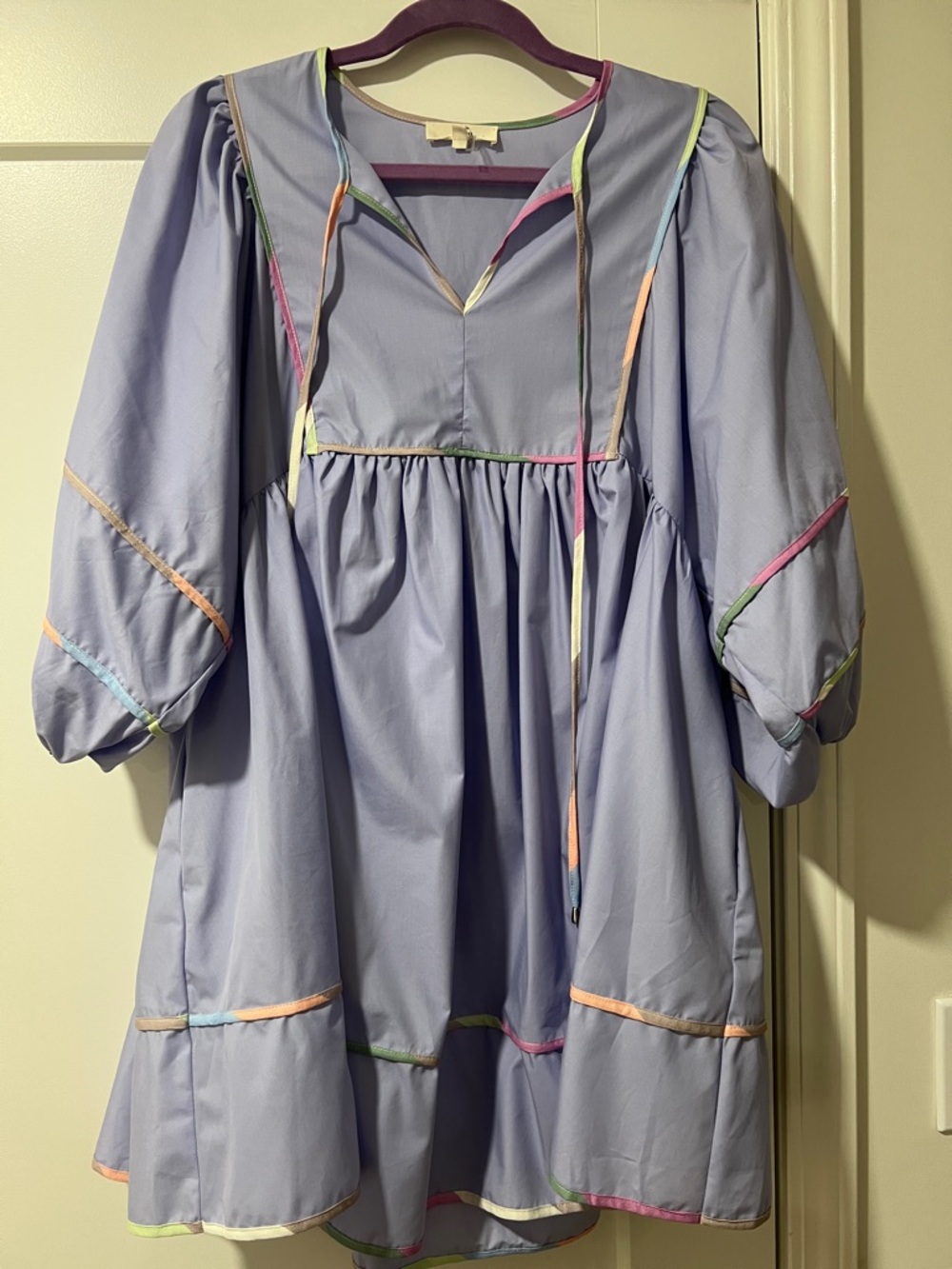 entro Lavender Tunic with Multicolor Pastel Trim